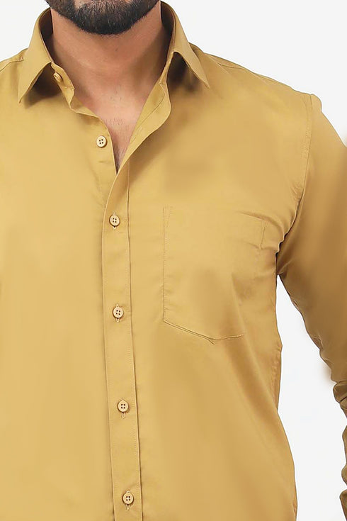 Veshbhoshaa Bluebird Men'S Sand Colour Cotton Lycra Formal Shirt